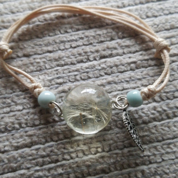 Glass Ball Dried Dandelion Bracelets Ceramic  Hand - Picture 3 of 4